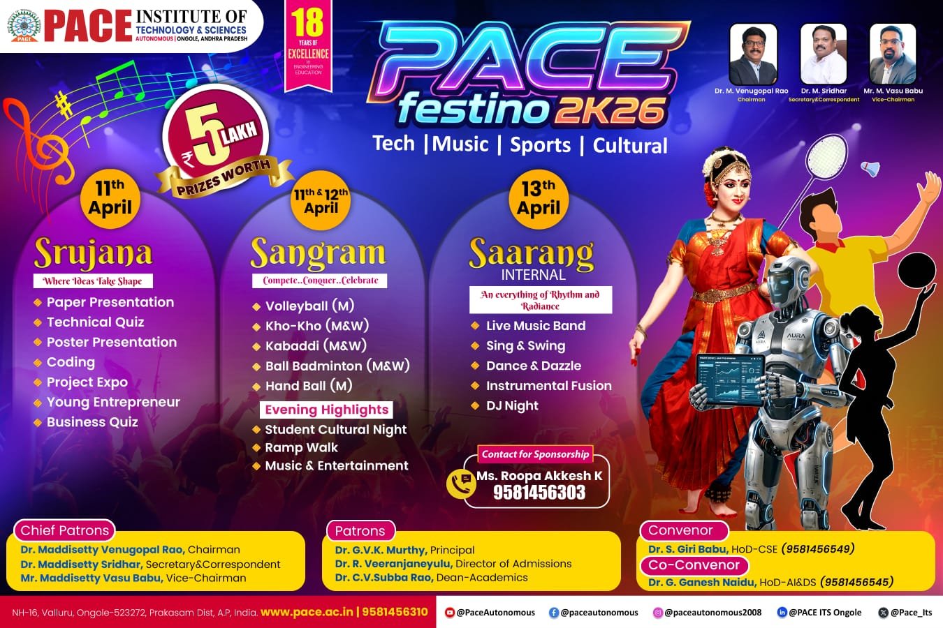 Pace Autonomous - Pace Festino 2026 on 11ᵗʰ & 12ᵗʰ April | | ₹5 Lakh in ...